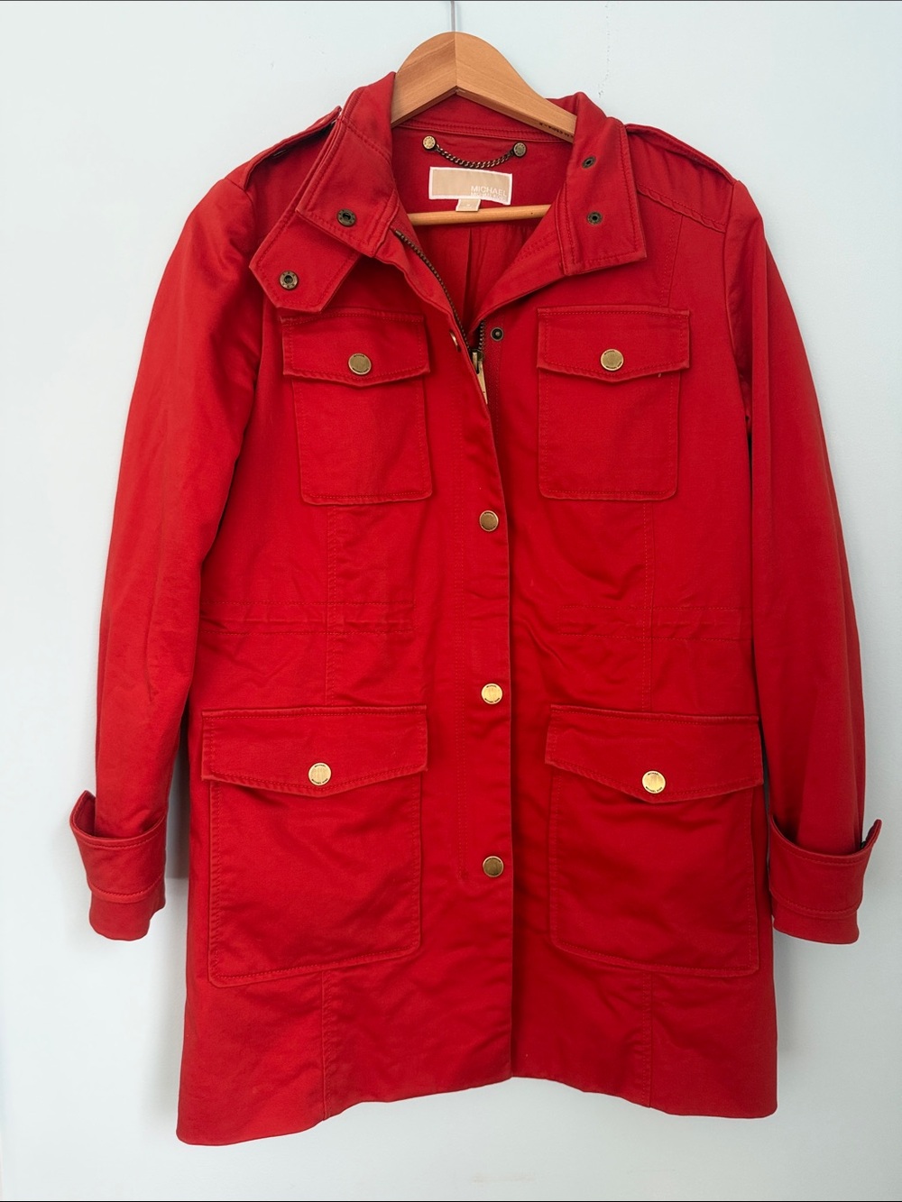 MICHAEL Michael Kors Red Utility Jacket with Gold Hardware